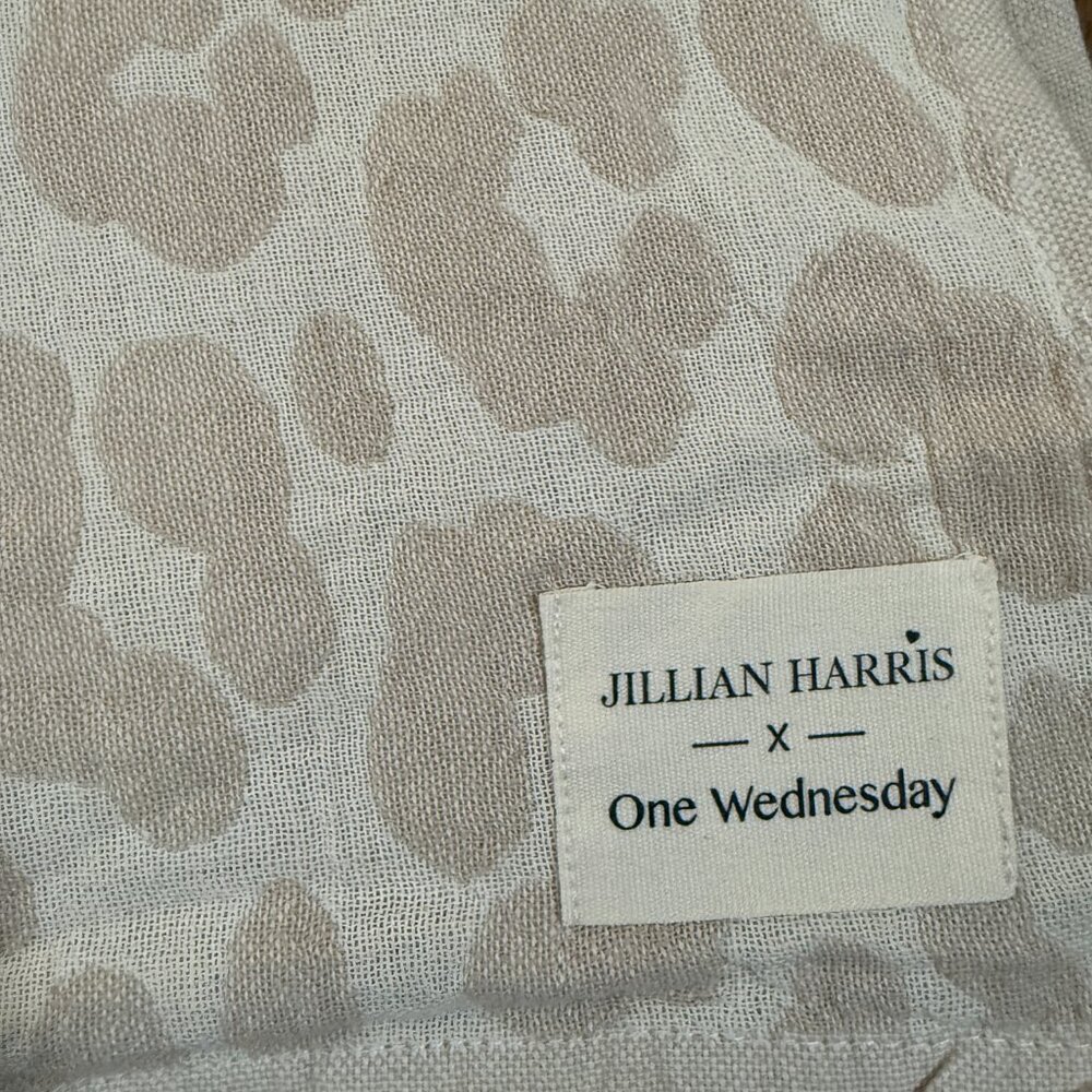 One Wednesday x Jillian Harris Leopard Print Blanket Scarf 100% Cotton Leopard